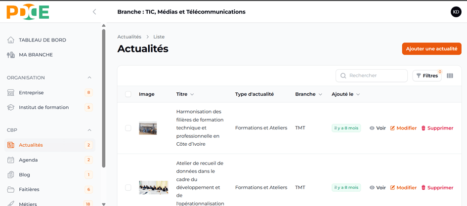 Ajouter une actualité