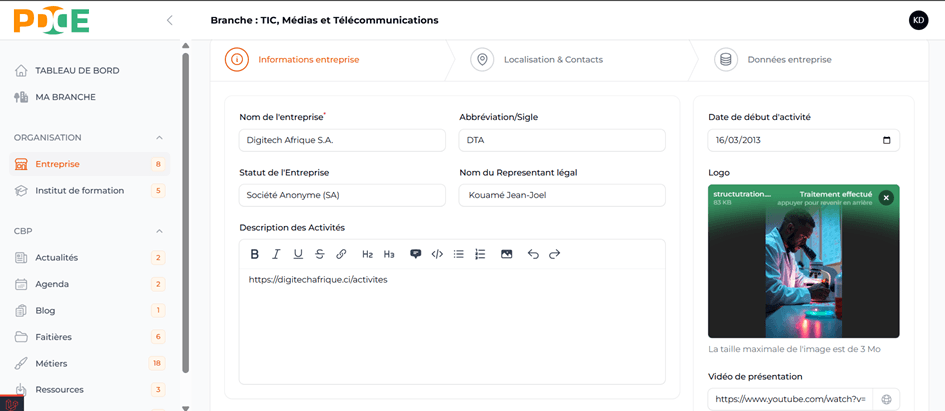 Informations Entreprise